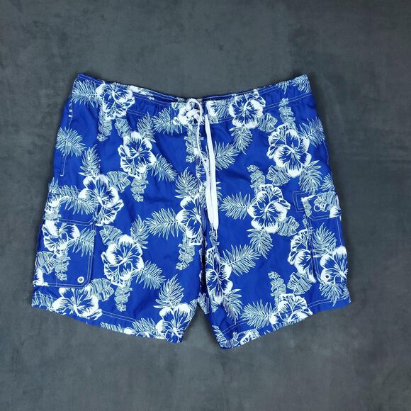 Op Other - Op Swim Trunks Mens 3XL Blue Hawaiian Floral Lined Quick Dry Beach